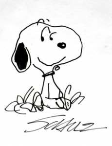 Original Charles Schulz Signed Drawing of Snoopy シュルツ氏 直筆 スヌーピー